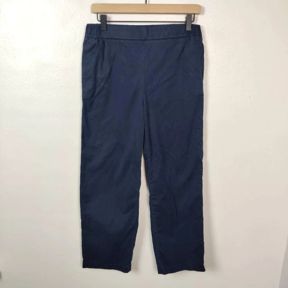 COS Pants Women's 6 Navy Blue Straight Leg Pull On Stretch Cotton Office Career